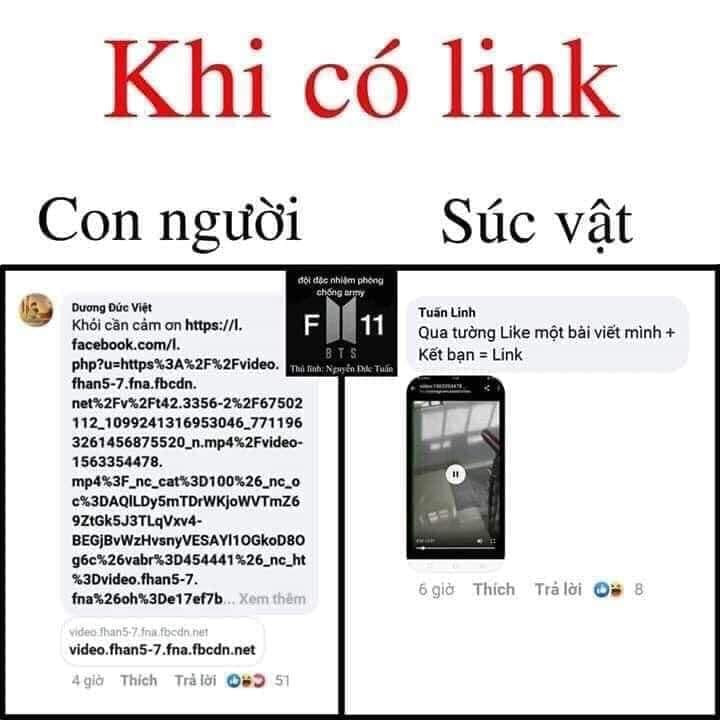 Meme ⚡ Sự khác nhau giữa con người và súc vật khi cho link