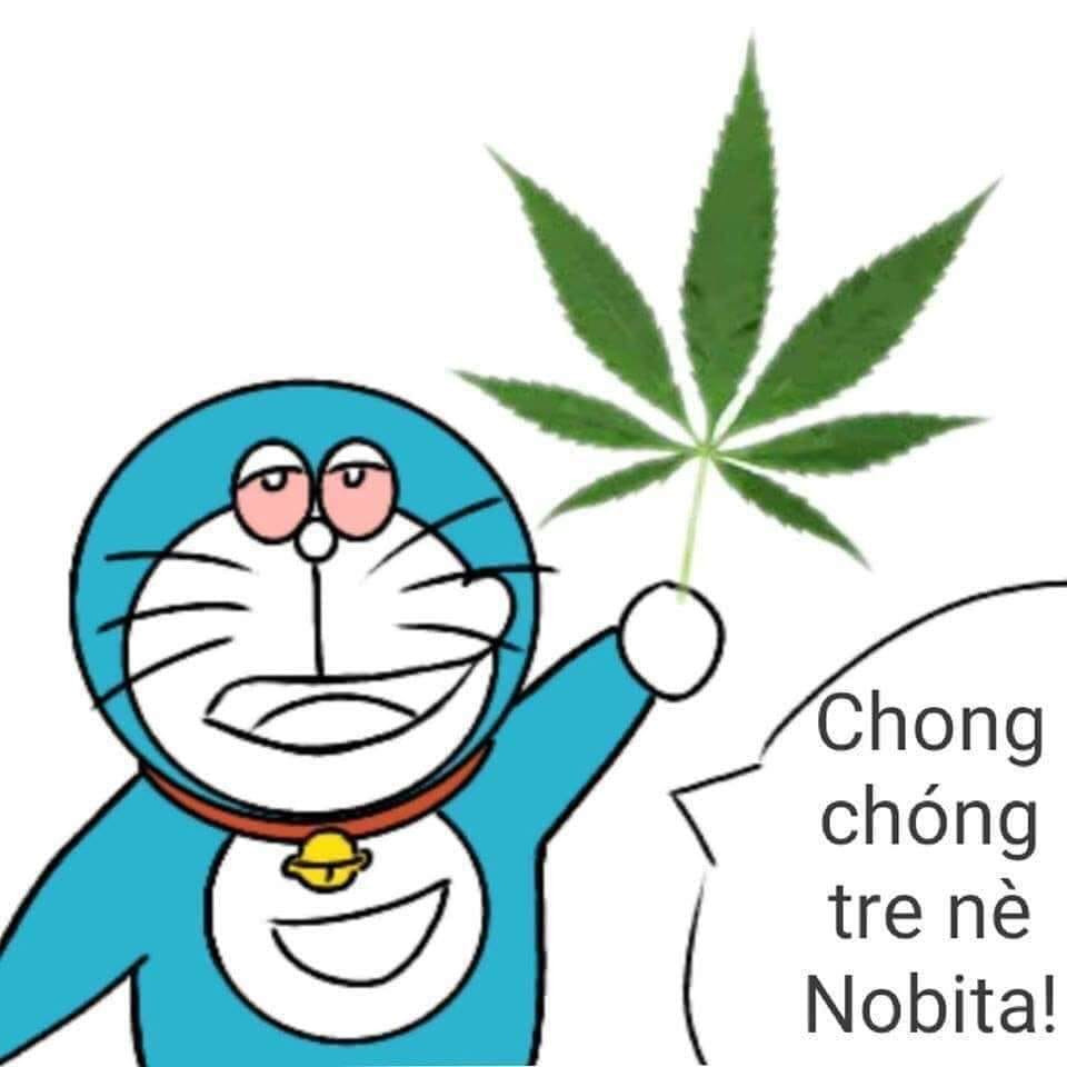Meme ⚡ Doraemon đưa lá cần – chong chóng tre nè Nobita