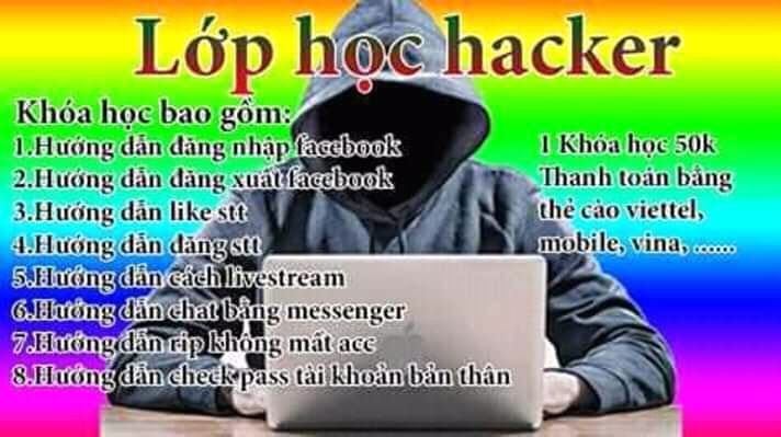 Meme ⚡ Lớp học hacker: Hướng dẫn đăng nhập Facebook, like stt, cách livestream…