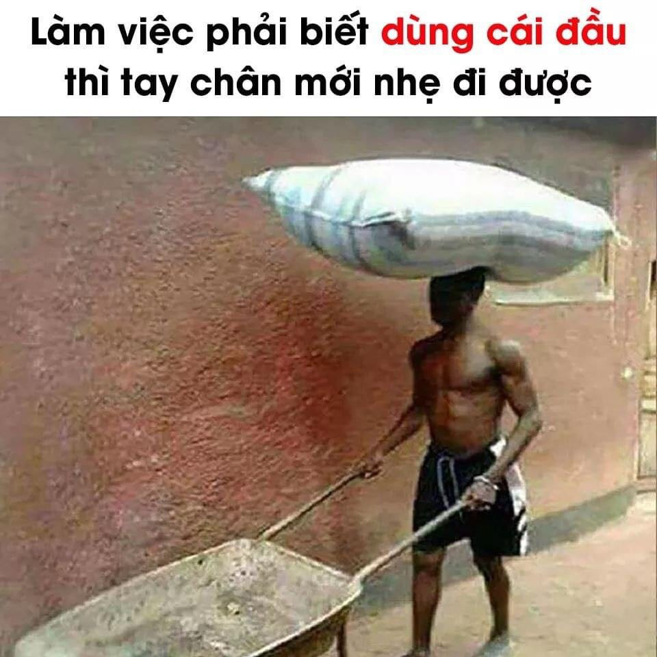 Meme ⚡ Làm việc phải biết dùng cái đầu thì tay chân mới nhẹ đi được