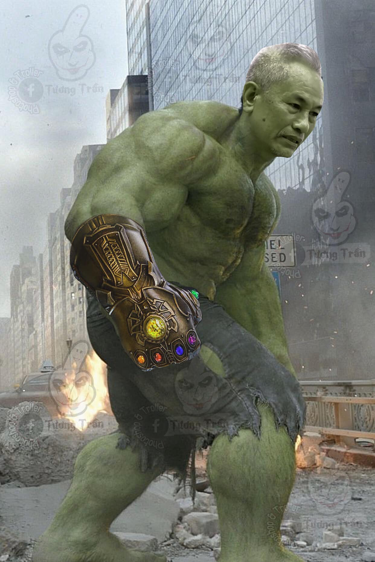 Meme ⚡ Ông Nguyễn Hữu Đa đeo găng tay vô cực – Hulk Đa