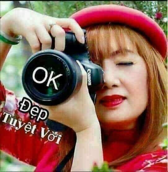 Meme ⚡ Cô gái cầm máy ảnh OK đẹp tuyệt vời