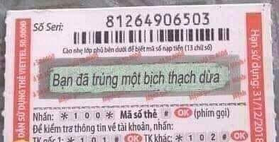 Meme ⚡ Cào thẻ điện thoại nạp tiền nhưng bạn đã trúng một bịch thạch dừa