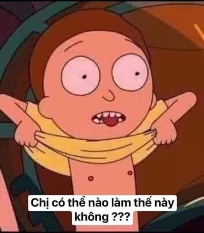 Meme ⚡ Cậu bé vén áo: chị có thể nào làm thế này không?