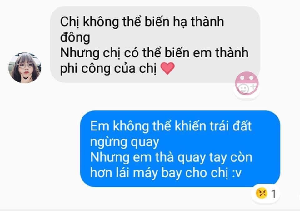 Meme ⚡ Chị không thể biến hạ thành đông, nhưng chị có thể biến em thành phi công của chị