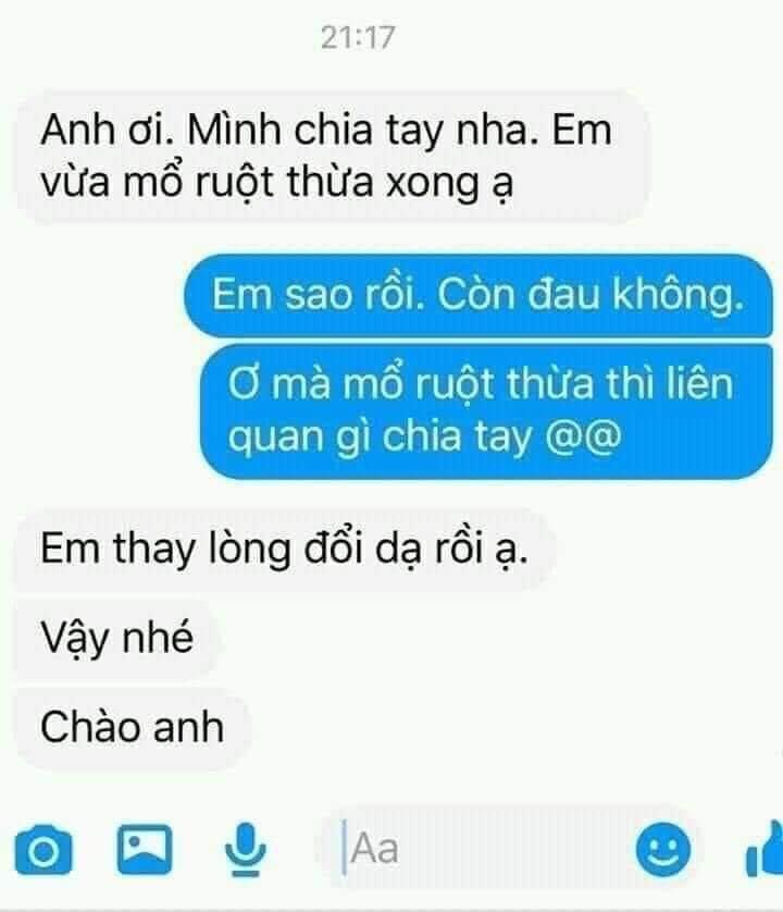 Meme ⚡ Chia tay vì người yêu mổ ruột thừa xong thay lòng đổi dạ