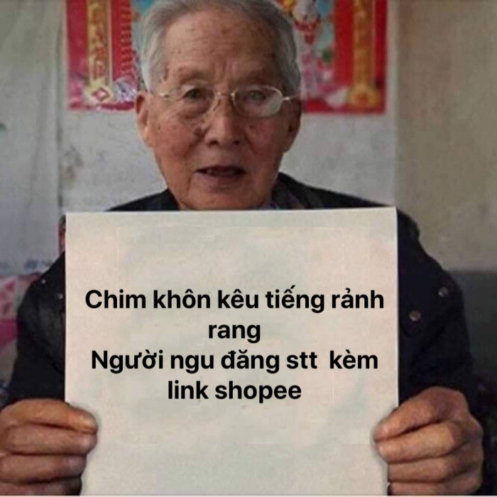 Meme ⚡ Chim khôn kêu tiếng rảnh rang, người ngu đăng status kèm link shopee