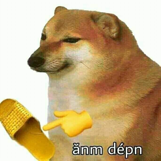 Meme ⚡ Chó Cheems chỉ tay cho ănm dépn – ăn dép