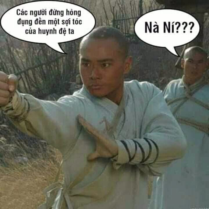 Meme ⚡ Chú tiểu đầu trọc nói các ngươi đừng hòng đụng đến một sợi tóc của huynh đệ ta