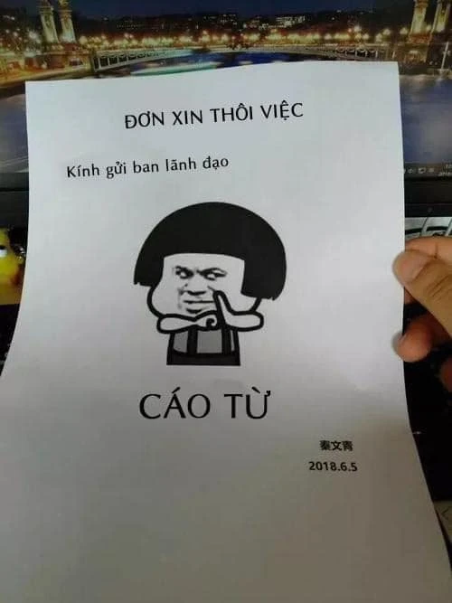 Meme ⚡ Đơn xin thôi việc: Kính gửi ban lãnh đạo…CÁO TỪ