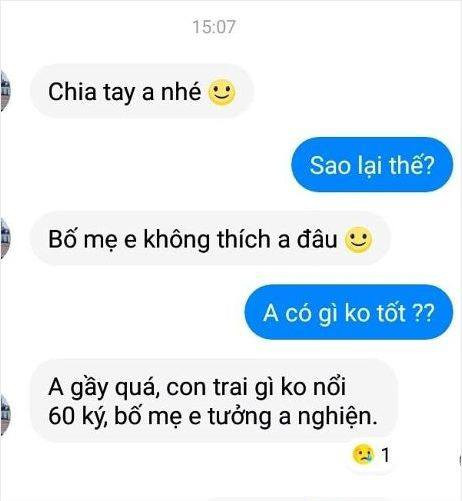 Meme ⚡ Bố mẹ bắt chia tay vì anh gầy quá như nghiện, không nổi 60kg