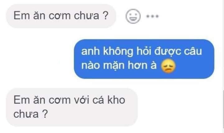 Meme ⚡ Em ăn cơm với cá kho chưa? Hỏi câu nào đỡ mặn hơn.