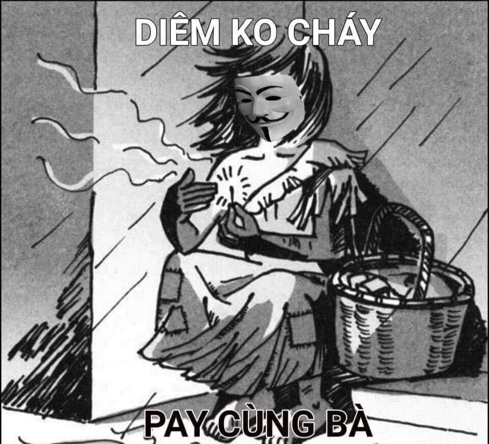 Meme ⚡ Cô bé bán diêm, diêm không cháy, pay cùng bà