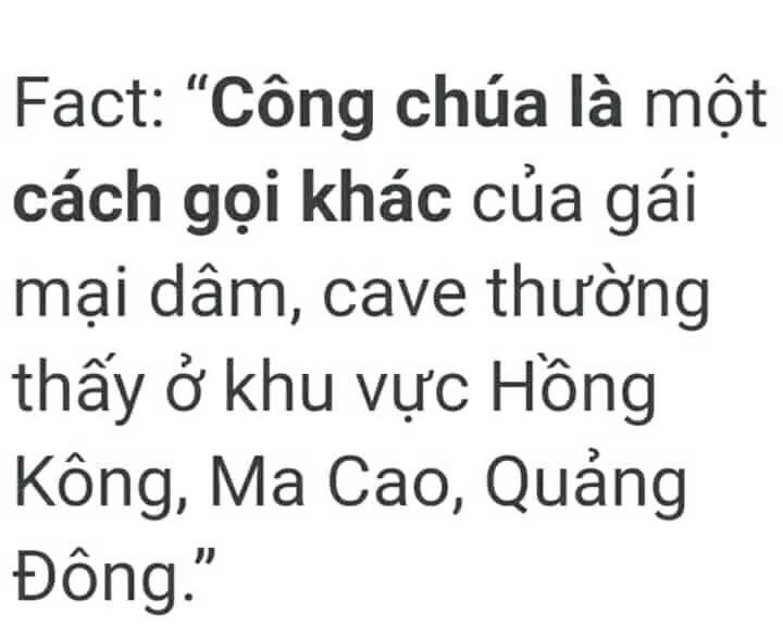 Meme ⚡ Fact: “Công chúa” là một cách gọi khác của gái mại dâm, cave