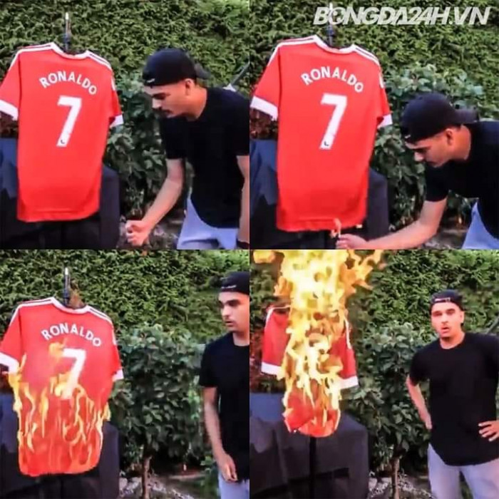 Meme ⚡ Fan hâm mộ đốt áo Ronaldo khi nghe tin CR7 gia nhập Man City