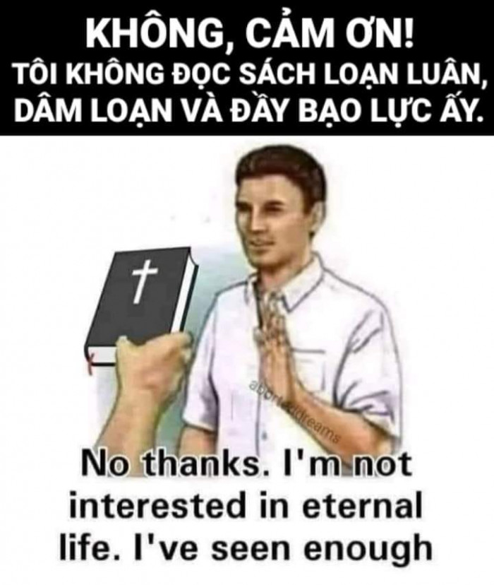 Meme ⚡ Không, cảm ơn! Tôi không đọc sách loạn luân, dâm loạn và đầy bạo lực ấy