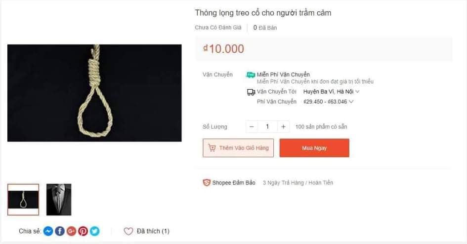 Meme ⚡ Mặt hàng shopee: thòng lọng treo cổ cho người trầm cảm