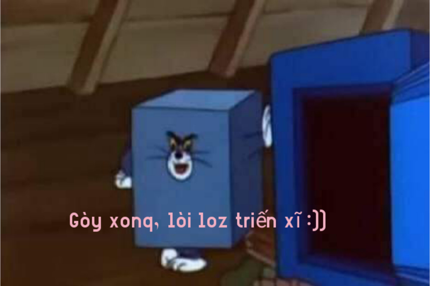 Meme ⚡ Mèo Tom hình hộp nói gòy xog, lòi loz triến xĩ