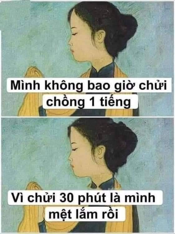 Meme ⚡ Mình không bao giờ chửi chồng 1 tiếng, vì chửi 30 phút là mình mệt lắm rồi