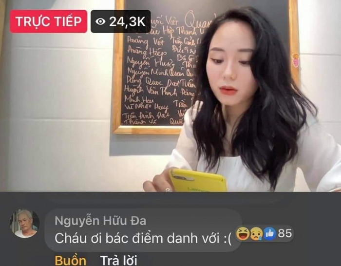 Meme ⚡ Ông Nguyễn Hữu Đa điểm danh trong livestream của cô Minh Thu