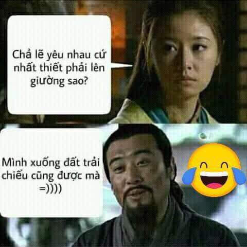 Meme ⚡ Yêu nhau nhất thiết phải lên giường sao? Mình xuống đất trải ...